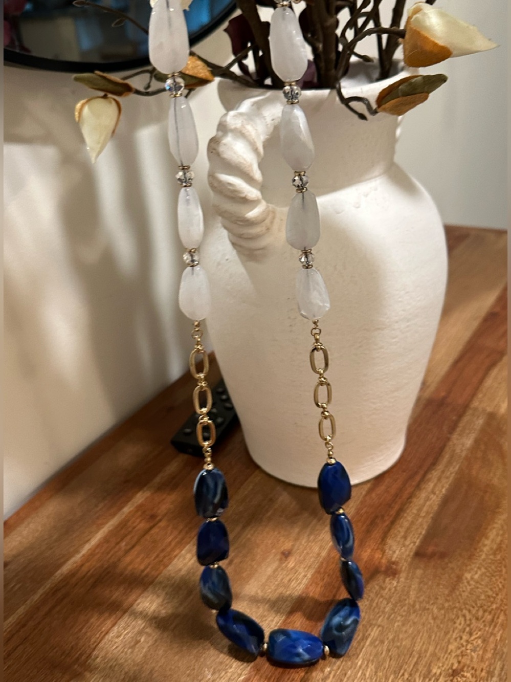 Elegant blue agate", "quartz", "statement
necklace",